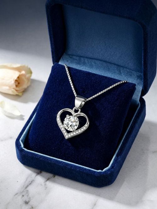 💕💎🎁 Heart Necklace + Luxury Gift Box – Ready for Surprise Gift