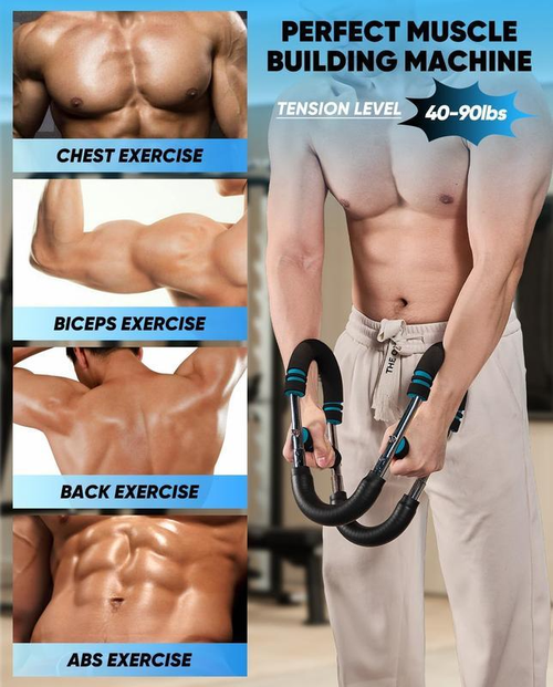 Super handy home exercise gear💪🔥, adjustable resistance to build strong chest and arm muscles😤, detachable design with 40-50LBS intensity⚡