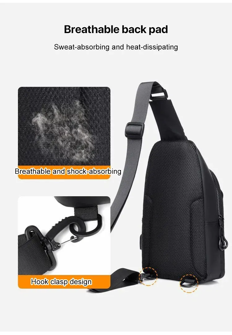 🔥🔋 For Ghana, no dey run outta battery again! Waterproof Chest Backpack wit Built-in USB — Easy, safe, and perfect for everyday life 🎒✨🚀