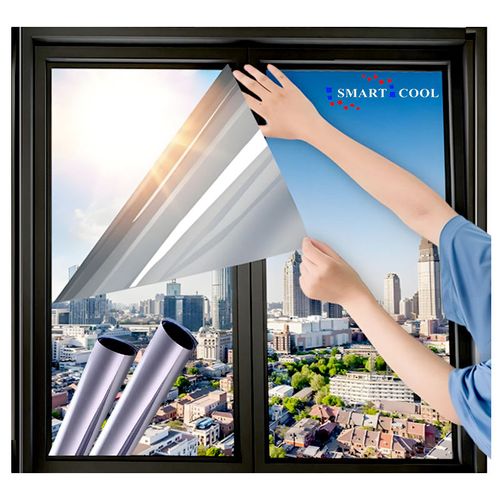 Película solar de bloqueio UV para janelas de edifícios decorativas prata reflexiva térmica