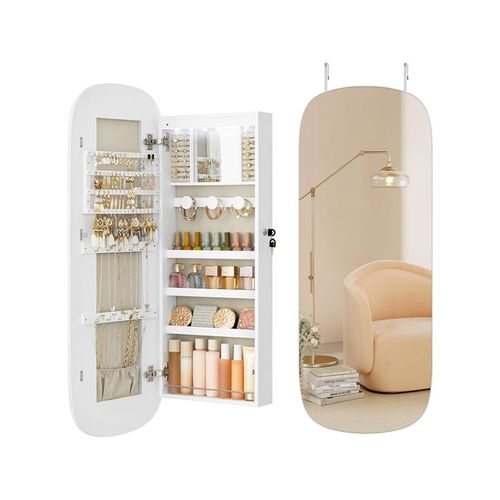 Armário de arrumação com espelho de corpo inteiro e porta suspensa