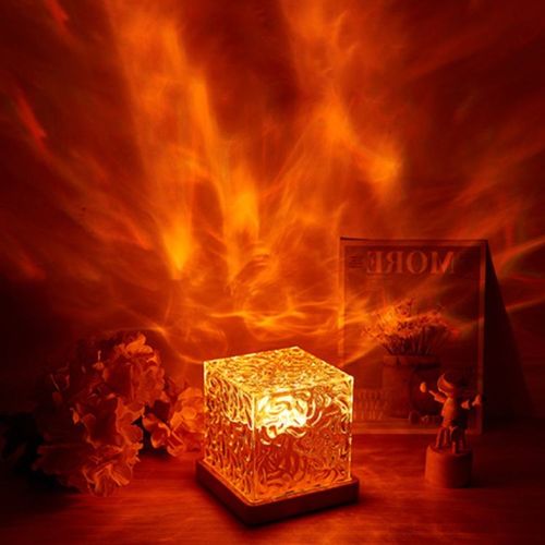Ocean Wave Cube Lamp Rotating Flame Water Lamp