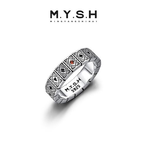 Anel de prata de lei para cartas de baralho