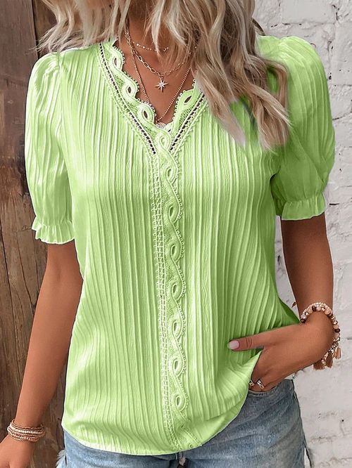 Limited Stock🛒49%OFF🔥V Neck Plain Lace Elegant Shirt