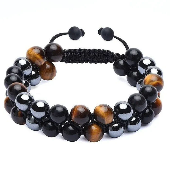 Triple Protection Bracelet-Genuine Tigers Eye Agate and Black gallstone-The Perfect Gift