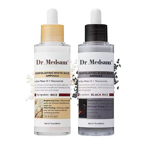 Dr.Melaxin Official Peel Shot Glow Rice Ampoule Duo - Serums for Brightening, Exfoliating, and Moisturizing - Suitable for All Skin Types