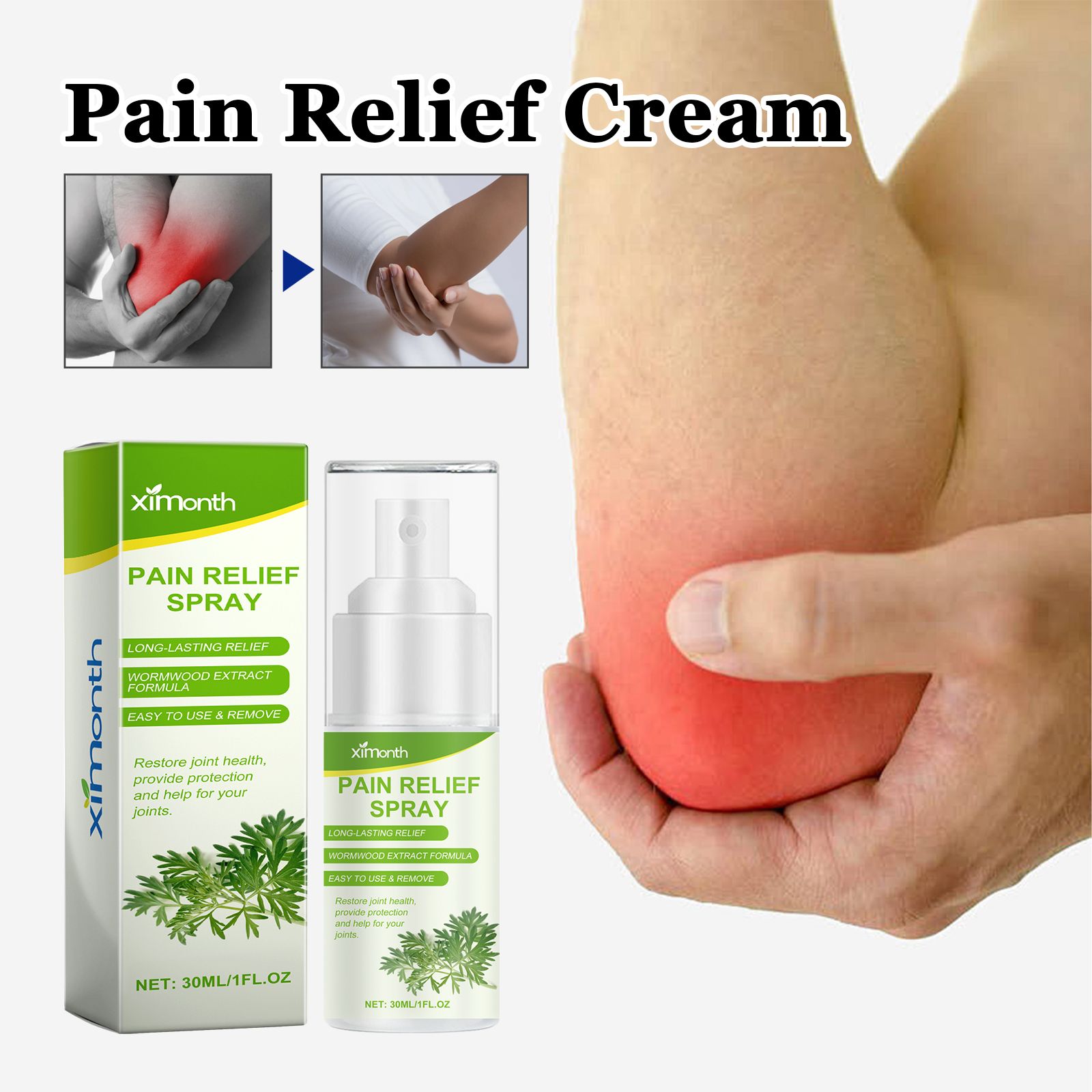 Mugwort Cream Wormwood Tendon Pain Relief Spray Relieve Back, Shoulder, Neck, Knee and Joint Aches and Pains Nursing Cream