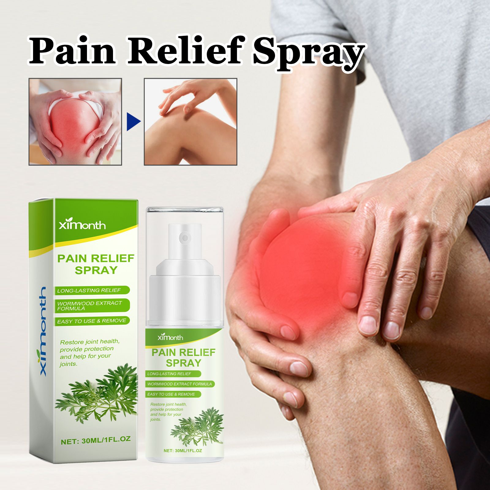 Mugwort Cream Wormwood Tendon Pain Relief Spray Relieve Back, Shoulder, Neck, Knee and Joint Aches and Pains Nursing Cream