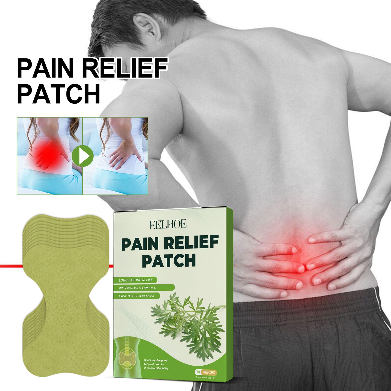 Mugwort Patch​ Wormwood Pain Relief Patch Relieve back, neck, shoulder, knee, joints, muscle aches and pains body care patch