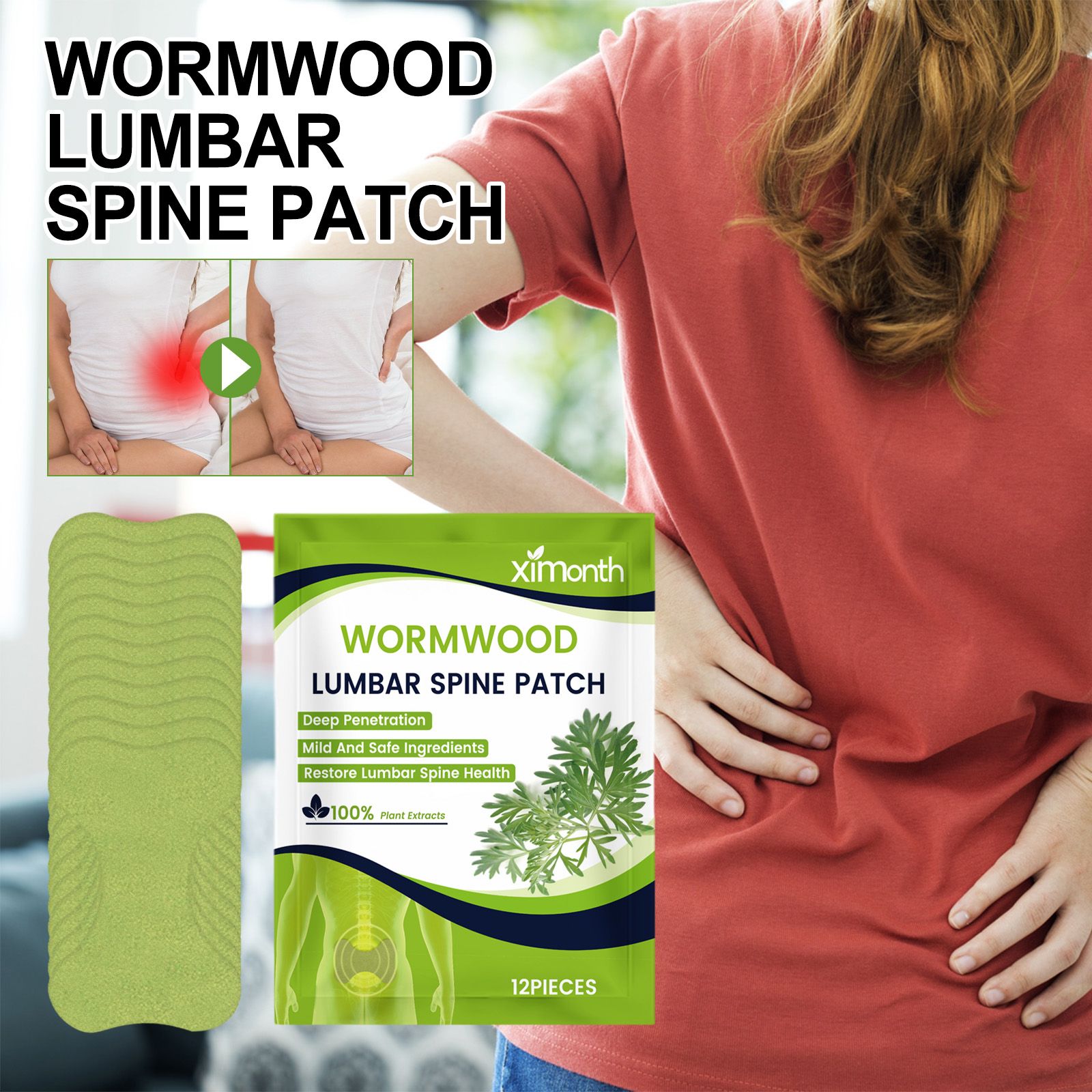 Mugwort Patch​ Wormwood Lumbar Patch Relieve Joints Lumbar Spine Shoulder Lumbar Soreness Discomfort Body Care Patch