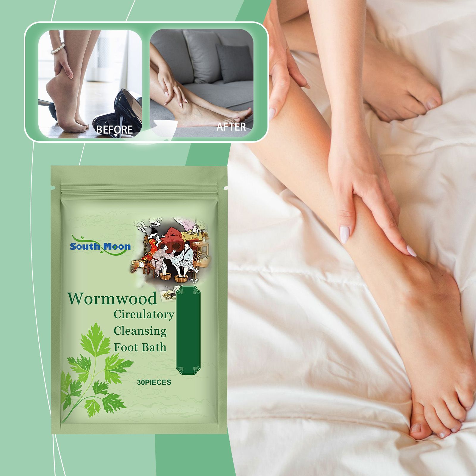 Mugwort Foot Bath Pack Wormwood Foot Bath Pack Wormwood Extract Foot Care Soak Pack Gentle Herbal Care