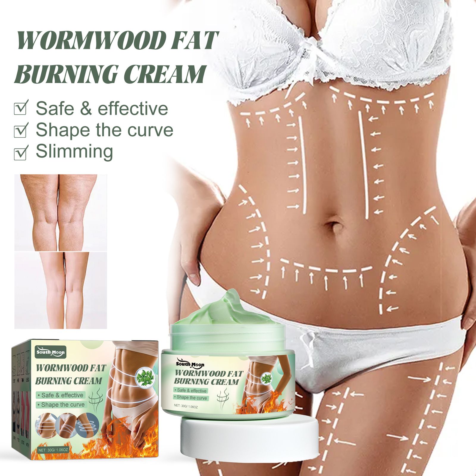 Mugwort Cream Massage Body Skin Tummy Tuck Nourishing Firming Lazy Contouring Massage Balm