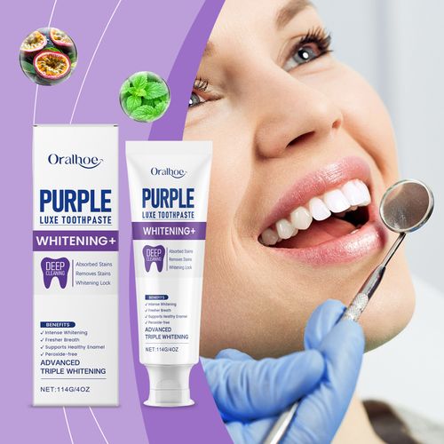 ORALHOE Cleaning Toothpaste Daily Gentle Care Purple Toothpaste Physical Coloring Fresh Cleans Yellow Teeth