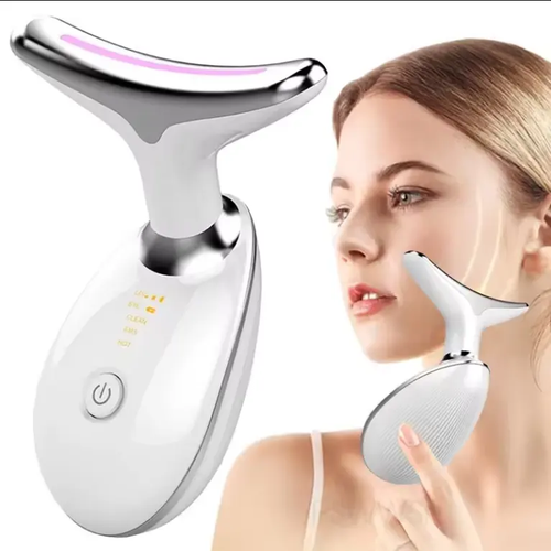 EMS thermal neck lifting and firming massager electric microcurrent wrinkle removal LED photon facial beauty instrument for women