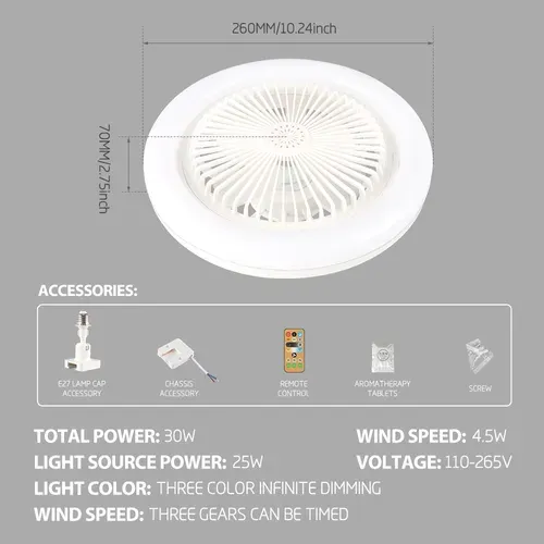 🔥Latest 2 in 1 ceiling fan with light. Quiet and comfortable energy saving. Invisible ceiling fan light. Remote control multi-gear high wind power. Multi-color LED lights are adjustable