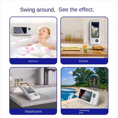 😄Bathroom Waterproof Mobile Phone Case Box Speaker Anti-Fog Touch Screen 360 Rotation😙🛀