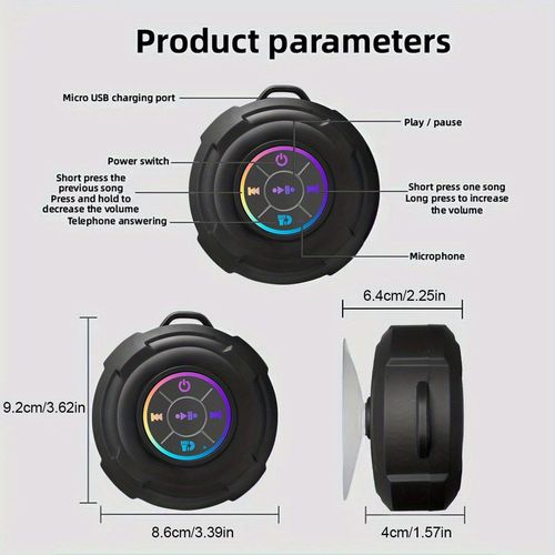 👂Water Resistant Wireless Speaker with Suction Cups🤘