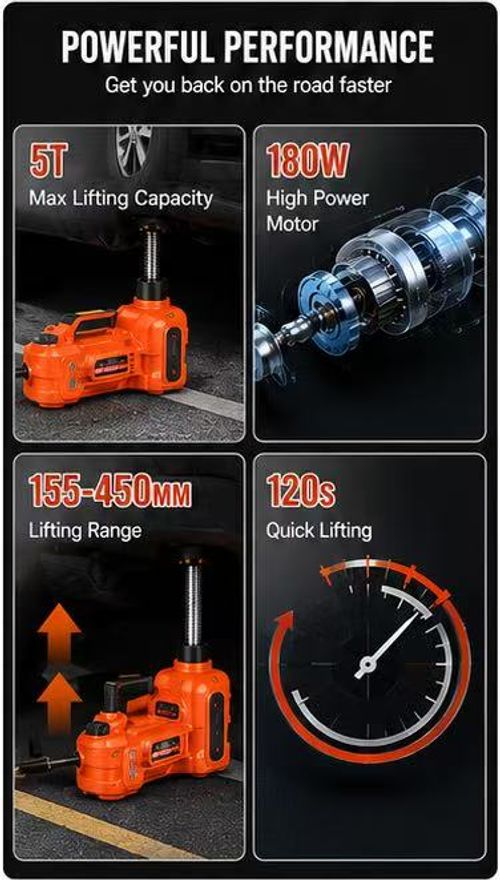 🔧 5T 12V electric car jack with impact wrench