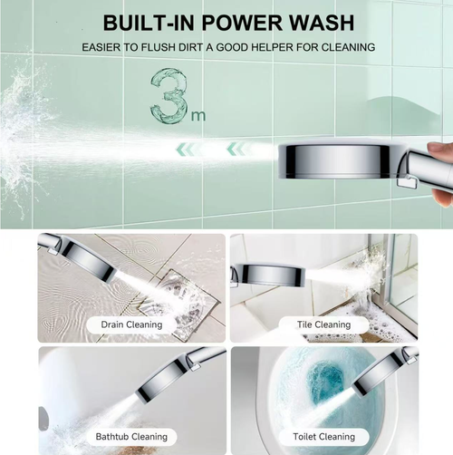 🚿 10-function high-pressure handheld shower head 💧 Built-in filter purifies daily bathing water