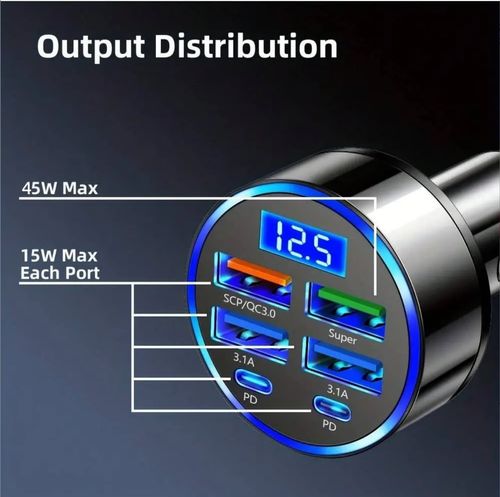 🚗 8‑in‑1 multi‑port car charger adapter