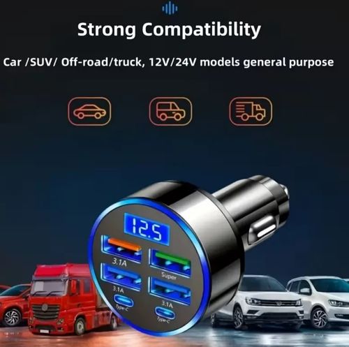🚗 8‑in‑1 multi‑port car charger adapter