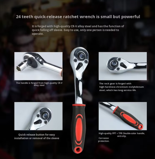 🔧 46pcs carbon steel repair tool set⚙️ Ratchet wrench & screwdriver combo