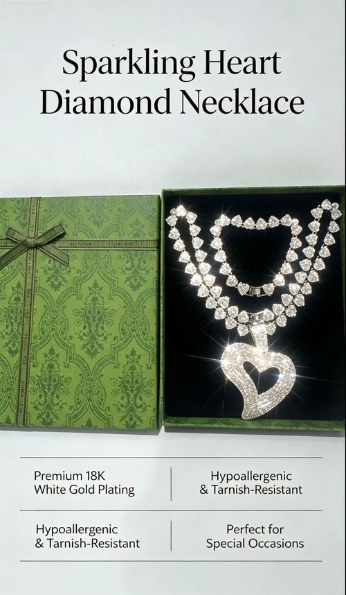 💎Alloy heart jewelry set fully inlaid with shiny rhinestones.（💥Comes with an exquisite gift box.）