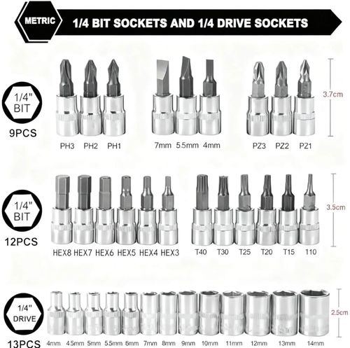 46-Piece Automotive Repair Socket and Ratchet Wrench Tool Set