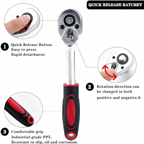 46-Piece Automotive Repair Socket and Ratchet Wrench Tool Set