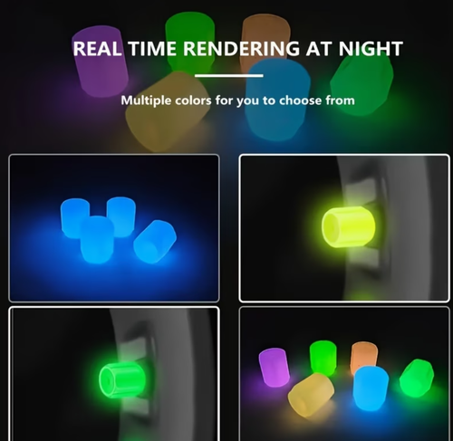 🌟 Luminous valve caps glow stylishly at night