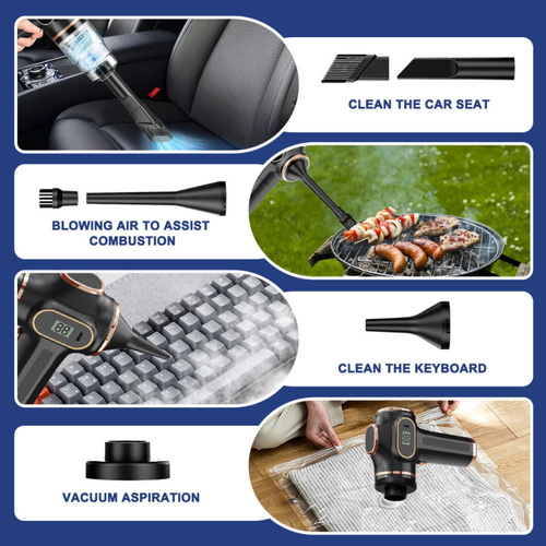 🌀 Strong suction & blow cordless handheld vacuum