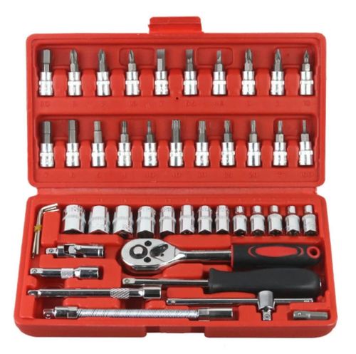 46-Piece Automotive Repair Socket and Ratchet Wrench Tool Set
