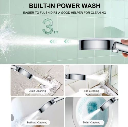 🚿 High-pressure handheld shower head with built-in filter and 10 spray modes