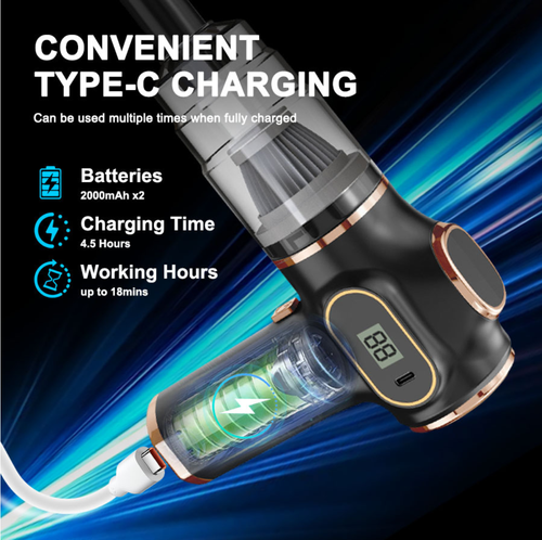 🌀 Strong suction & blow cordless handheld vacuum