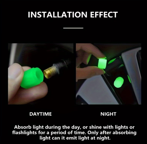 🌟 Luminous valve caps glow stylishly at night