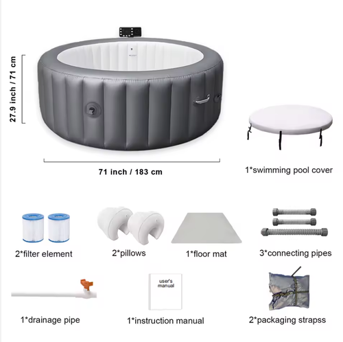 ♨️ 2026 New Round Inflatable SPA Hot Tub  &💧 PVC energy-saving outdoor spray pool