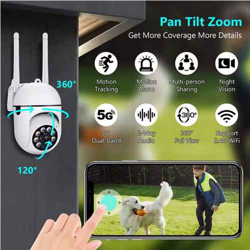 🔄 360° wireless panoramic monitoring& 📹 3MP mini smart dome security camera