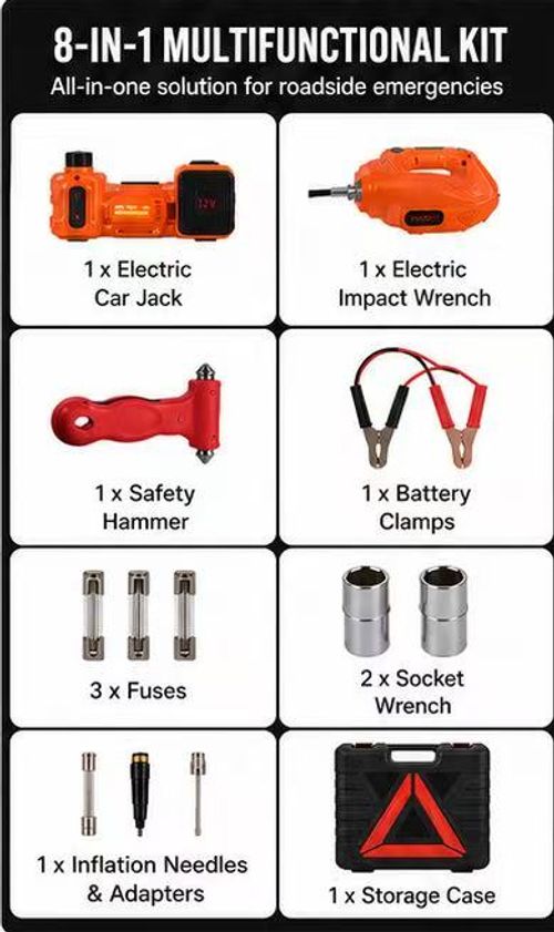 🔧 5T 12V electric car jack with impact wrench