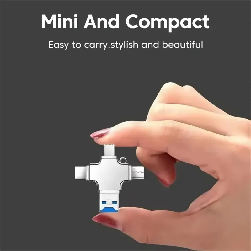 128GB Mini Metal Cross USB-C & Lightning Dual Port SD Card Reader for iPhone, for iPad - Exquisite, Compact, Fashionable Appearance with Chain, Supports Micro SD, No Driver Needed, Cross Shape Storage Solution|Elegant Cross Design|Compact Size, SD Card Slot