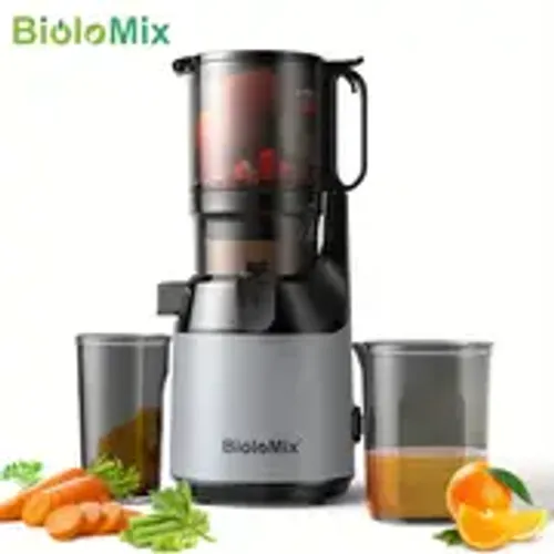 Biolomix PRO 130mm Extra Wide Chute Slow Juicer Commercial Stainless Steel plus BPA Free Plastic Dual Mode 50RPM Slow Squeeze 12000RPM Turbo 1000ML Tank 1501ml Optimal Yield 05 1L Removable Pulp Container