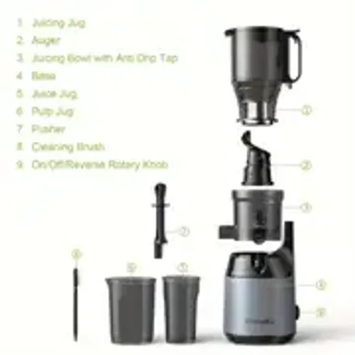 Biolomix PRO 130mm Extra Wide Chute Slow Juicer Commercial Stainless Steel plus BPA Free Plastic Dual Mode 50RPM Slow Squeeze 12000RPM Turbo 1000ML Tank 1501ml Optimal Yield 05 1L Removable Pulp Container