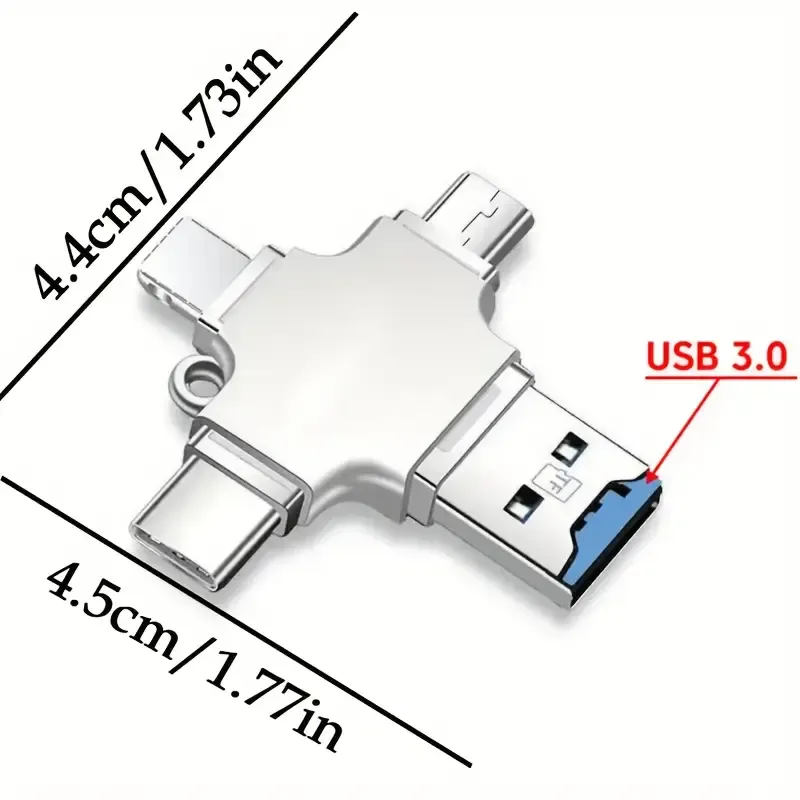 128GB Mini Metal Cross USB-C & Lightning Dual Port SD Card Reader for iPhone, for iPad - Exquisite, Compact, Fashionable Appearance with Chain, Supports Micro SD, No Driver Needed, Cross Shape Storage Solution|Elegant Cross Design|Compact Size, SD Card Slot