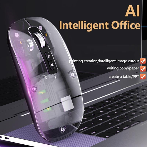 AI Smart Mouse Transparent Wireless Mouse V16 with Voice Typing, Translation, and Creative Functions powered by multiple AI large language models including DeepSeek.