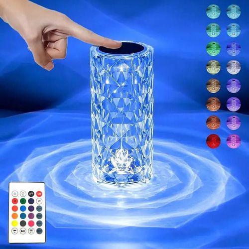 ⏰3 Colors Changing RGB Touch Sensor Rose Crystal Table Lamp USB Rechargeable Romantic LED Rose Crystal Desk Lamps