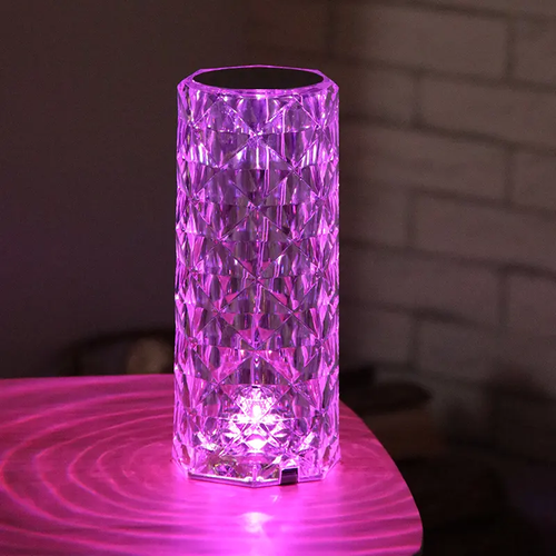 ⏰3 Colors Changing RGB Touch Sensor Rose Crystal Table Lamp USB Rechargeable Romantic LED Rose Crystal Desk Lamps
