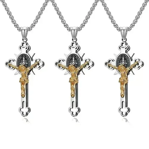 Limited Time Offer - Buy One Get One Free！ST.Benedict Protection Cross Power Pendant Necklace