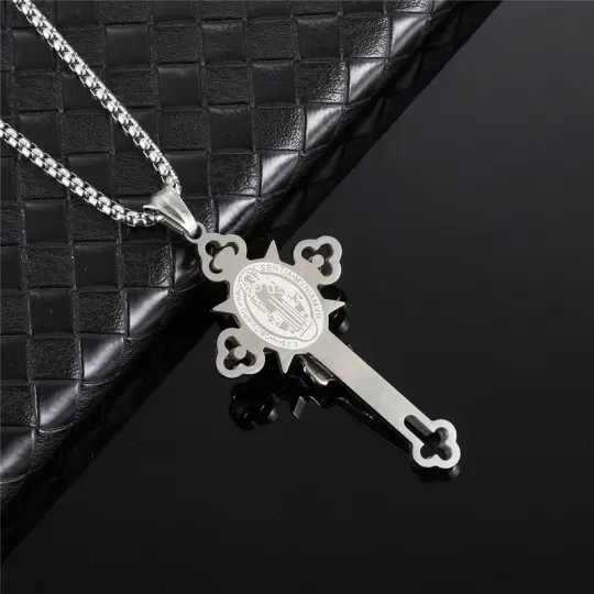 Limited Time Offer - Buy One Get One Free！ST.Benedict Protection Cross Power Pendant Necklace