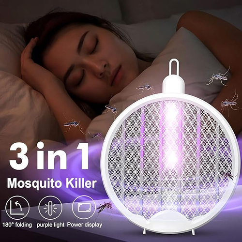 Super Powerful Rechargeable USB Folding Electric Mosquito Swatter 2-in-1 Mosquito Trap Lamp Source Electric Mosquito Killer