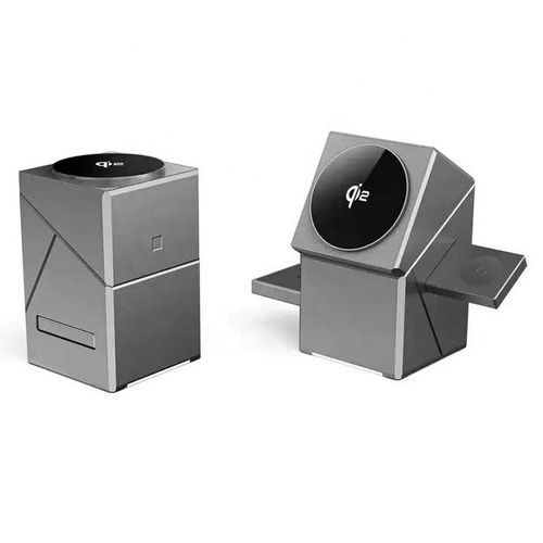 New 3 in 1 Magnetic Charging Cube Stand Portable Fast Station Wireless Charger for Phone Watch Earphone Strong Magnetic Charger