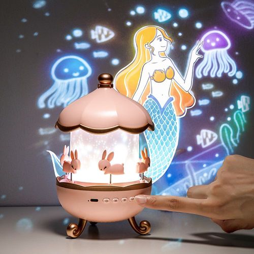 Projector Carousel Decoration Rotary Kindergarten LED Baby Light Kids Bedroom Music NightLight